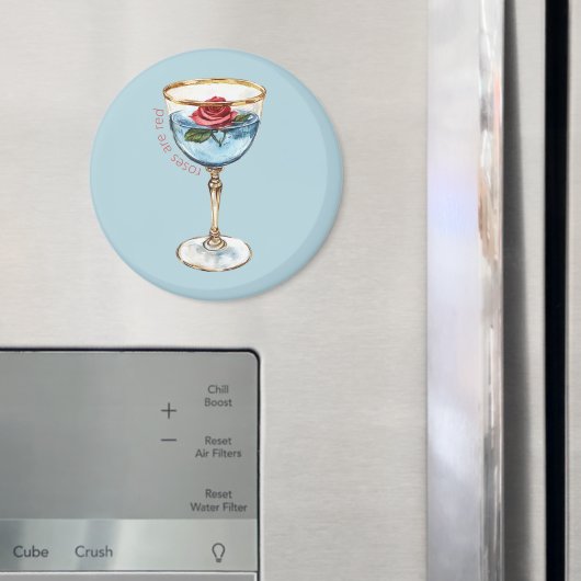 Aimant Boisson Verre Fleur Rose Rouge Bleu Or (In situ (réfrigérateur))