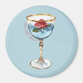 Aimant Boisson Verre Fleur Rose Rouge Bleu Or (Devant)