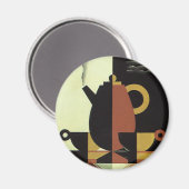 Aimant Boissons de boissons vintage Cafetière avec tasses (Recto/Verso)