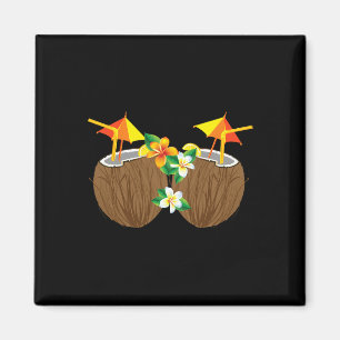 Aimant Boissons de noix de coco cool Breast Funny Palm Tr