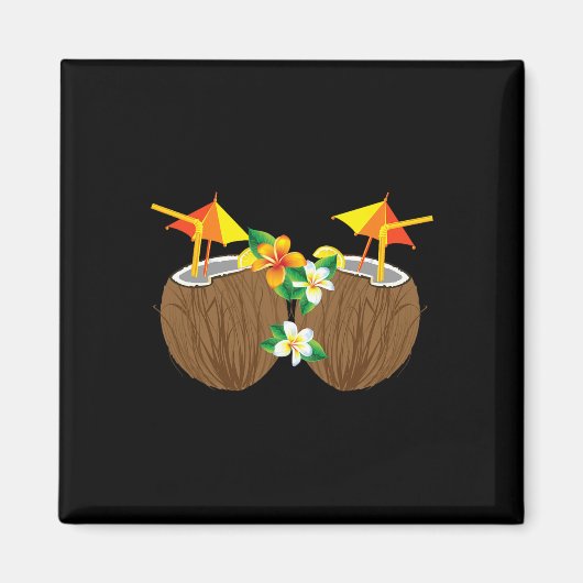 Aimant Boissons de noix de coco cool Breast Funny Palm Tr (Devant)