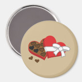 Aimant Boîte à cadeaux au chocolat au coeur - Saint-Valen (Recto/Verso)