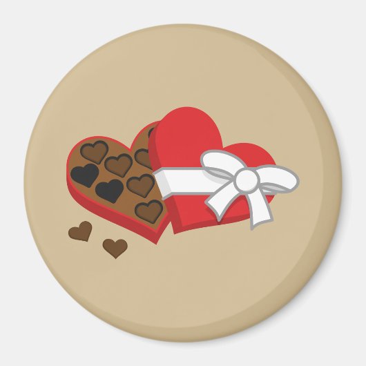 Aimant Boîte à cadeaux au chocolat au coeur - Saint-Valen (Devant)