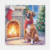 Aimant Boîte à feu festive Boxer Art de Noël (Devant)