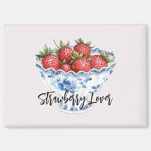 Aimant Bol de l'amour de fraise blanc bleu (Recto)