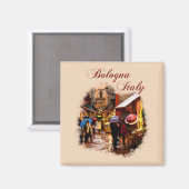 Aimant Bologne, Italie : Shopping sous la pluie (Recto/Verso)