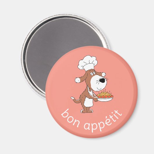 Aimant Bon Appétit Chef Cook Cute Funny Chien Puppy Carto (Recto/Verso)