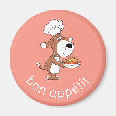Aimant Bon Appétit Chef Cook Cute Funny Chien Puppy Carto (Devant)