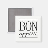 Aimant BON APPETIT Citation de typographie noir et blanc (Recto/Verso)