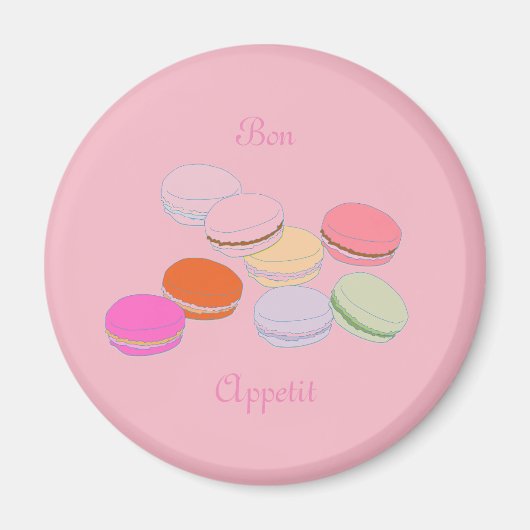 Aimant Bon Appetit Macaron Français Thème Rose Par (Devant)