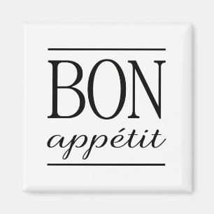 Aimant BON APPETIT Typographie de cuisine noir et blanc C