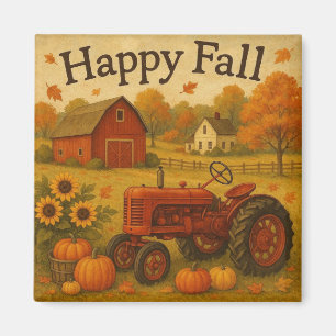 Aimant Bon automne tracteur classique et ferme