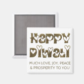 Aimant Bon Diwali Saluant Coeur mignon Typographie (Recto/Verso)