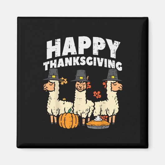 Aimant Bon thanksgiving 3 Llama Automne Automne Alpaca Ho (Devant)
