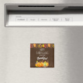 Aimant Bon thanksgiving Citrouilles et feuillage d'automn (In Situ (Lave-vaisselle))