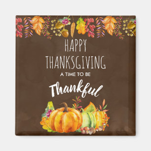 Aimant Bon thanksgiving Citrouilles et feuillage d'automn