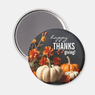 Aimant Bon thanksgiving Jour Orange Citrouille Fleurs