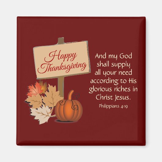 Aimant BON THANKSGIVING Mon Dieu Apportera BURGUNDY (Devant)