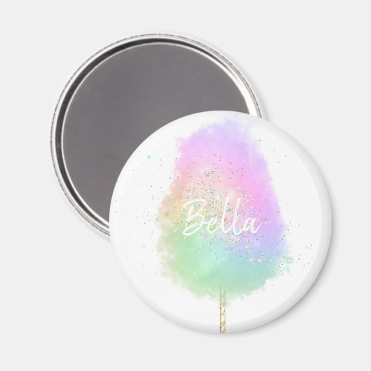 Aimant Bonbon de coton parties scintillant arc-en-ciel mi (Recto/Verso)