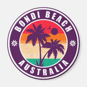 Aimant Bondi beach Australie palmiers Vintages 60 ans