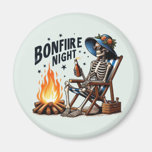 Aimant Bonfire Night - Skeleton boit par le feu
