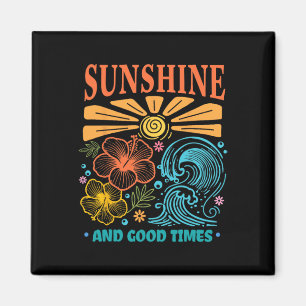 Aimant Bonheur de soleil Vague tropicale Hibiscus Rétro B
