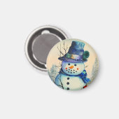 Aimant Bonhomme de Neige Aquarelle (Recto/Verso)