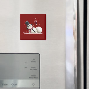 Aimant Bonhomme de neige avec vin cadeau de Noël Xmas vac