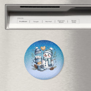 Aimant Bonhomme de neige cosy d'hiver