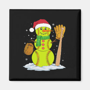 Aimant Bonhomme de neige de Noël Lanceur de softball pour