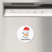 Aimant bonhomme de neige de Noël personnalisé avec nom pe (In Situ (Lave-vaisselle))