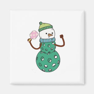 Aimant Bonhomme de neige de pickleball Noël drôle de Xmas