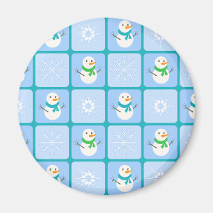 Aimant Bonhomme de neige et flocons de neige à carreaux d
