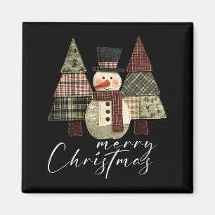 Aimant Bonhomme de neige patchwork, sapin de Noël patchwo