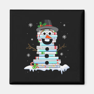 Aimant Bonhomme de neige Pile de livres Bibliothécaire Am