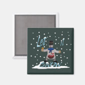 Aimant bonhomme de neige souriant (Recto/Verso)