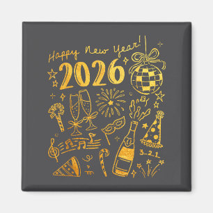 Aimant Bonjour 2026 Boule de disco Coquette Arc Bonne Ann
