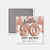 Aimant Bonjour 50 Parties scintillant roses Ballons d'ann (Recto/Verso)