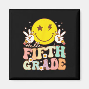 Aimant Bonjour 5e année Hippie Sourire Visage 5e année Re