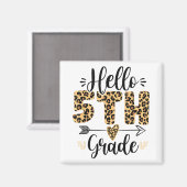 Aimant Bonjour 5e année Leopard enseignant retour à Scho (Recto/Verso)