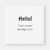 Aimant Bonjour ajouter un message de nom simple minimum é (Devant)