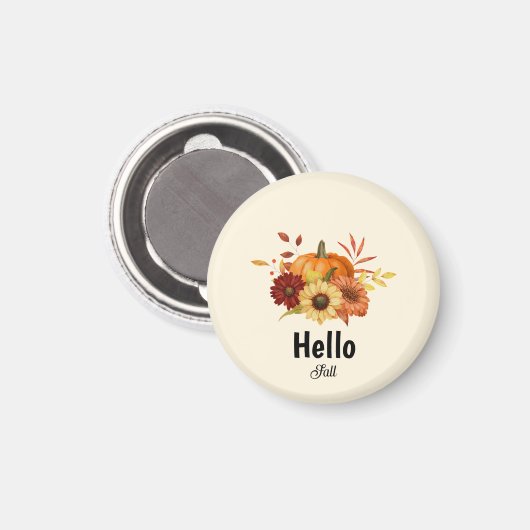 Aimant Bonjour Automne Citrouille et tournesol Rustique A (Recto/Verso)