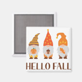 Aimant Bonjour Automne. Joli dessin animé gnomes d'automn (Recto/Verso)