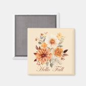 Aimant Bonjour automne Watercolor fleurs sauvages feuille (Recto/Verso)