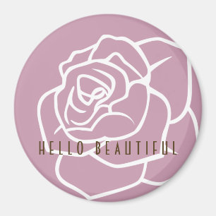 Aimant Bonjour Belle - Moderne Chic Rose Rose Rose Floral