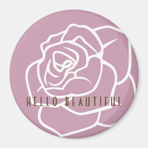 Aimant Bonjour Belle - Rose Rose Florale Chic Moderne