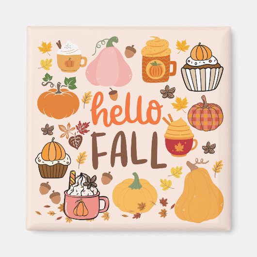 Aimant Bonjour Citrouille d'automne (Devant)