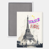 Aimant Bonjour Colorful Paris (Recto/Verso)
