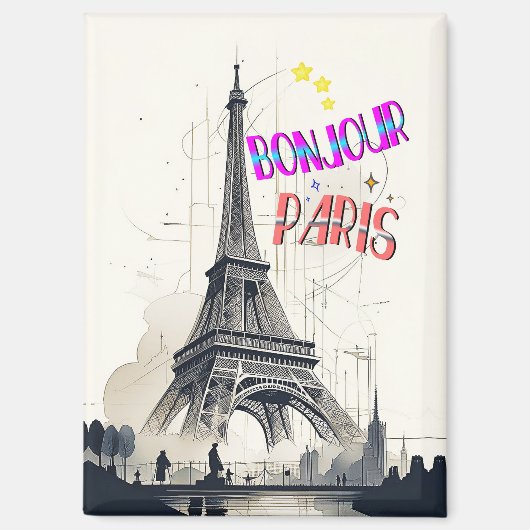 Aimant Bonjour Colorful Paris (Recto)