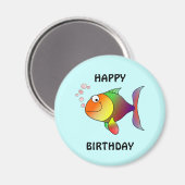 Aimant BONJOUR D'ANNIVERSAIRE, poisson de dessin animé co (Recto/Verso)
